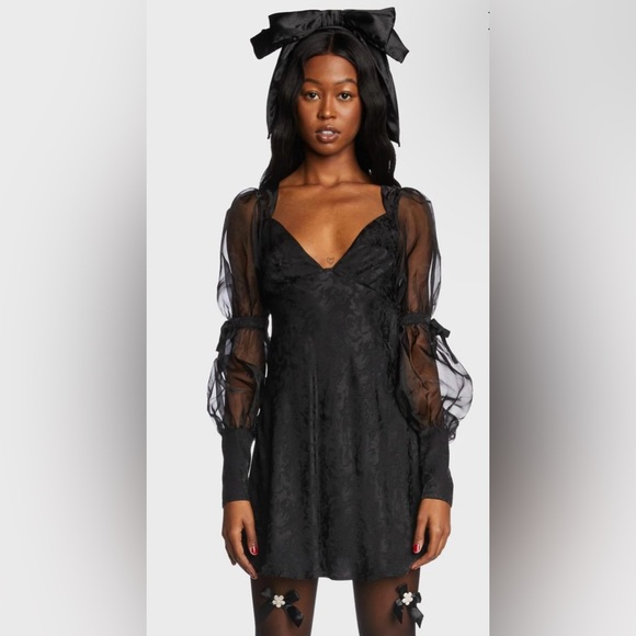 NWT 🍋 For Love & Lemons Gabrielle Puff Sleeve Mini Dress - Picture 2 of 6